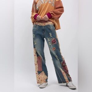 Blue Pepper Patchwork Blue Jeans NWT pinks XL